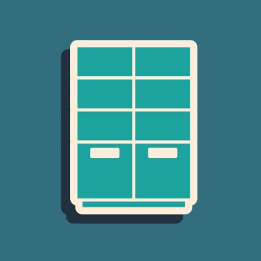 Yeşil Gardırop simgesi yeşil arka planda izole edildi. Uzun gölge tarzı. Vektör.