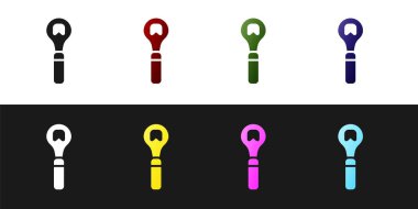 Siyah ve beyaz arkaplanda şişe açma simgesini ayır. Vektör