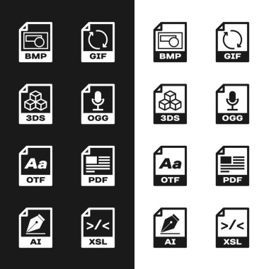 OGG dosya belgesini, 3DS, BMP, GIF, OTF ve PDF simgesini ayarla. Vektör