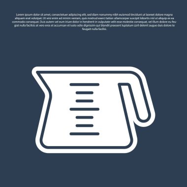 Mavi çizgi kahve demliği ikonu mavi arkaplanda izole edilmiş. Vektör.
