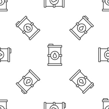 Gri çizgi biyo yakıt varili ikonu beyaz arka planda izole edilmiş pürüzsüz desen. Çevre biyolojisi ve tüp. Yeşil çevre ve geri dönüşüm. Vektör