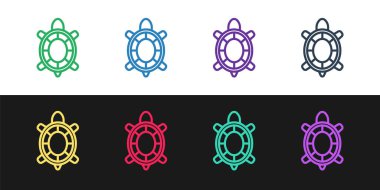 Kaplumbağa simgesini siyah beyaz arkaplanda izole et. Vektör