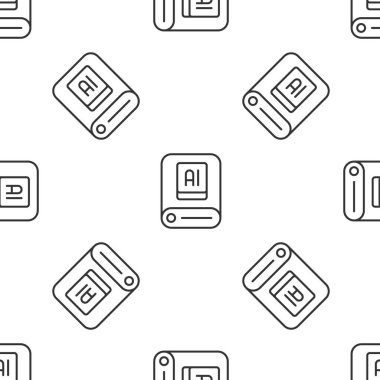 Gri çizgi yapay zeka ikonu beyaz arka planda kusursuz desen izole etti. Makine öğrenme, bulut hesaplama, otomatik destek ve ağlar. Vektör