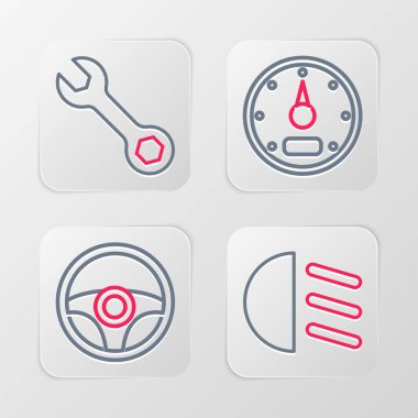 Hat kirişi, direksiyon, hız göstergesi ve anahtar simgesini ayarla. Vektör