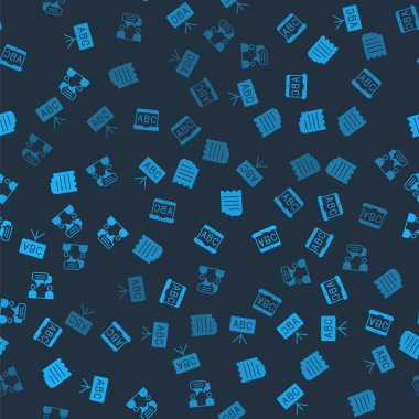 Tebeşir tahtası, yabancı dil çevrimiçi çalışma, Not Defteri ve iki oturan adam kusursuz şablon üzerine konuşuyor. Vektör