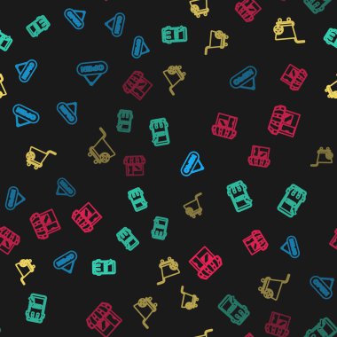 Açık kapı, cep telefonu ve alışveriş arabası ile hat asma tabelasını yerleştirin, Alışveriş ve Markete pürüzsüz bir şablon ekleyin. Vektör.