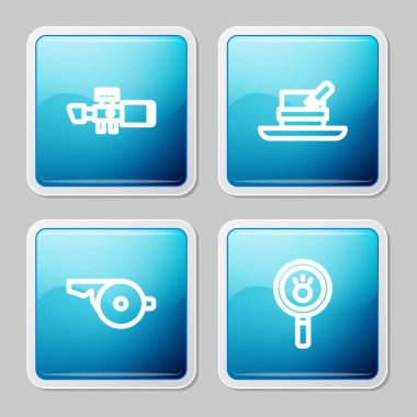 Keskin nişancı optik görüşü, tüylü avcı şapkası, Islık ve Pençe arama ikonu. Vektör