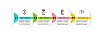 Şimşek, propan benzin deposu, pil ve batarya ayarlayın. Ticari bilgi şablonu. Vektör