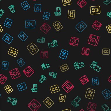 Satır Arrow karıştırma, sinema kamerası, altyazı ve çevrimiçi sorunsuz şablon üzerine video oynat. Vektör