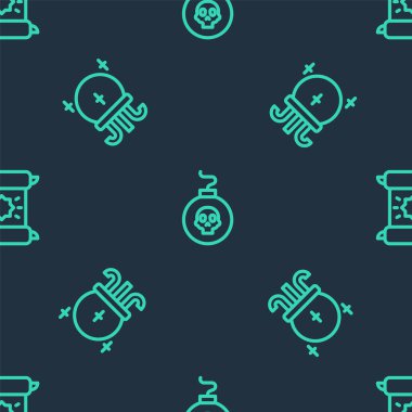 Hattı patlamaya hazır hale getirin. Sihirli top ve ferman, parşömen, kusursuz desen üzerine kaydırın. Vektör