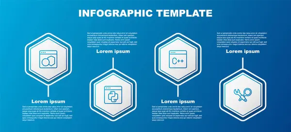Set Line Software Python Programming Language Debugging Business Infographic Template Royalty Free Stock Vectors