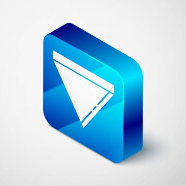 Isometric Kahve kağıdı filtresi simgesi gri arkaplanda izole edildi. Mavi kare düğme. Vektör.