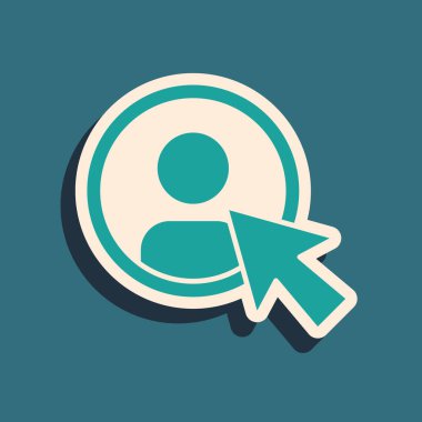 Yeşil arkaplanda izole edilmiş yeşil hesap ekran simgesi oluştur. Uzun gölge tarzı. Vektör.