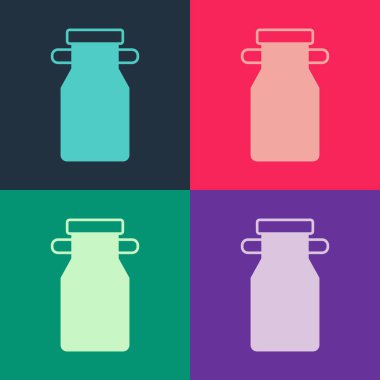 Süt ikonu için pop sanat kutusu renkli arka planda izole edilmiş. Vektör