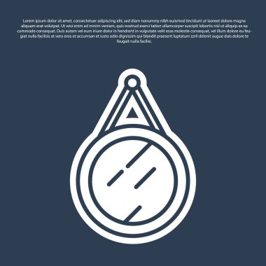 Mavi çizgi aynası simgesi mavi arkaplanda izole edildi. Vektör.