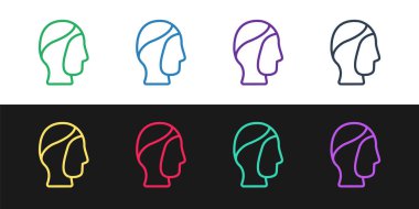 Çizgi Dalış başlığı simgesi siyah beyaz arkaplanda izole edildi. Zıpkınla balık avlama şapkası. Su altı ekipmanları. Vektör