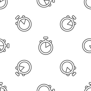 Gri çizgi Stopwatch simgesi beyaz arka planda kusursuz desen izole etti. Zaman göstergesi. Kronometre işareti. Vektör