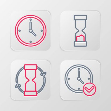 Saati, eski kum saatini ve ikonu ayarla. Vektör