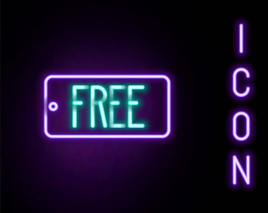 Siyah arkaplanda izole edilmiş ücretsiz bir simge ile parlayan neon satırı Price etiketi. Rozet fiyatına. Reklam etiketi indirimi. Renkli taslak konsepti. Vektör