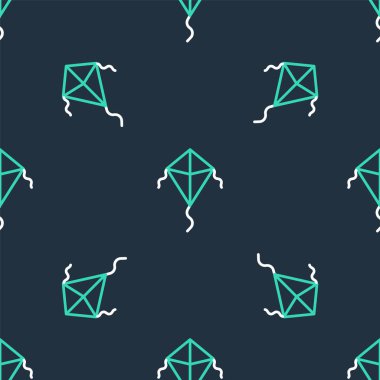 Kite simgesi çizgi simgesi siyah arkaplanda izole edilmiş. Vektör