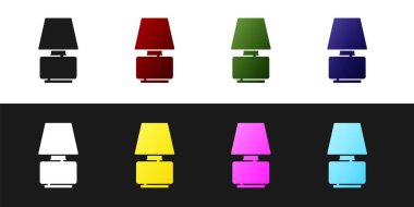 Masa lambası simgesini siyah ve beyaz arkaplanda izole et. Vektör.