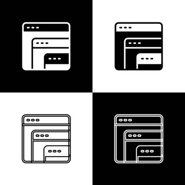 Yazılım ve web geliştirici programlama simgesi siyah ve beyaz arkaplanda izole edildi. Program kodunun rastgele bilgisayar betiği parçalarını Javascript et. Vektör