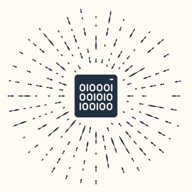 Gri ikili kod simgesi bej arka planda izole edildi. Soyut çember rastgele noktalar. Vektör