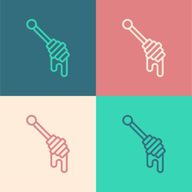 Pop sanat eseri Honey Dipper çubuğu simgesi renk arkaplanında izole edilmiş. Tatlı kepçe. Vektör