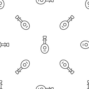 Gri çizgili müzik aleti, Lavta simgesi, beyaz arka planda kusursuz desen izole etti. Arapça, doğulu, Yunan müzik aleti. Vektör