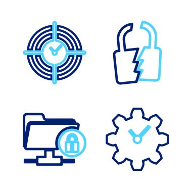 Satır Zaman Yönetimi, FTP klasörü ve kilidi, Kırık ya da kırık ve simge olarak ayarla. Vektör