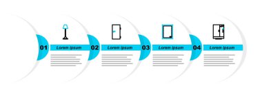 Duş kabini, resim, kapalı kapı ve yer lambası ikonu ayarlayın. Vektör