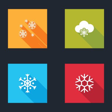 Snow, Cloud 'u karla, Snowflake' i ve ikonu hazırla. Vektör.