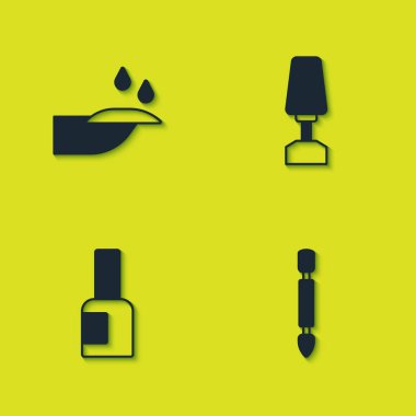 Manikür seti, tırnak törpüsü, oje şişesi ve ikon için öğütücü. Vektör