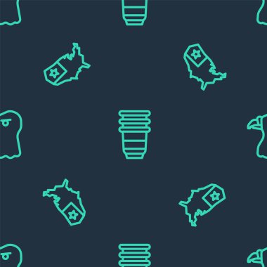 Çizgi kağıttan cam, ABD haritası ve Kartal kafası kusursuz desenli. Vektör