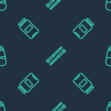 Yemek çubukları, reçel kavanozu ve tuzları kusursuz desenlere ayarlayın. Vektör