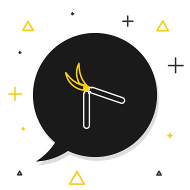 Beyaz arkaplanda izole edilmiş simgeyi budamak için el yapımı makas. Ahşap saplı budama makası. Renkli taslak konsepti. Vektör