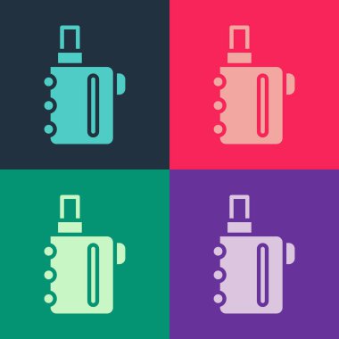 Pop Art Electronic sigara ikonu renk arkaplanında izole edilmiş. Tüttürme aleti. Buharlaştırıcı Cihaz. Vektör