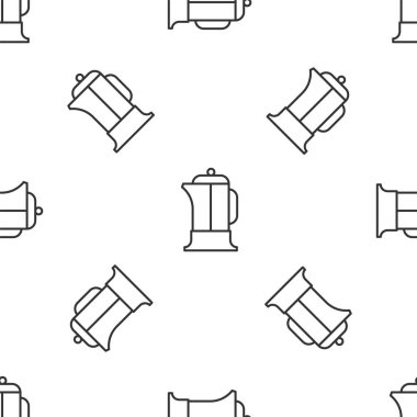 Gri çizgi Fransız basın ikonu beyaz arka planda kusursuz desen izole etti. Vektör İllüstrasyonu.