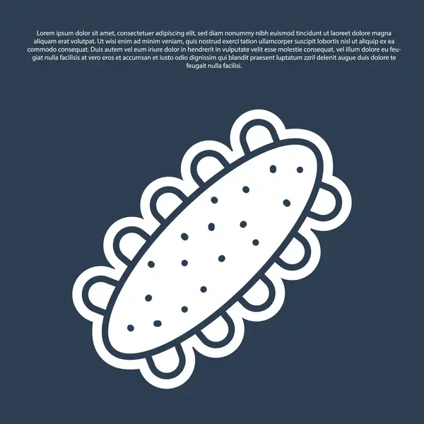 stock vector Blue line Sea cucumber icon isolated on blue background. Marine food.  Vector..