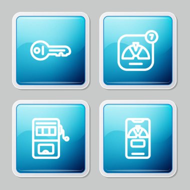 Hat eski anahtar, şanslı tekerlek, kumar makinesi ve telefon ikonu. Vektör