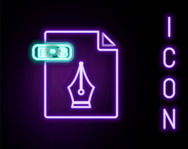 Parlayan neon hattı EPS dosya belgesi. Siyah arkaplanda izole edilmiş düğme simgesini indir. EPS dosya sembolü. Renkli taslak konsepti. Vektör