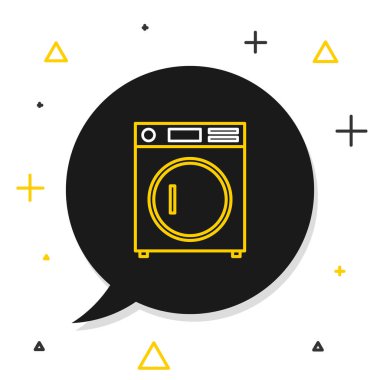 Çizgi yıkama simgesi beyaz arkaplanda izole edildi. Çamaşır makinesi simgesi. Çamaşır makinesi, çamaşır makinesi. Ev aletleri sembolü. Renkli taslak konsepti. Vektör