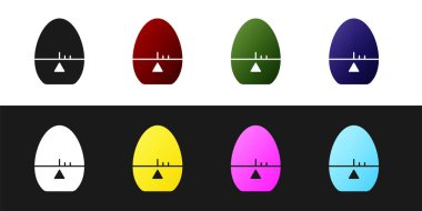 Mutfak zamanlayıcı simgesini siyah beyaz arkaplanda izole et. Yumurta zamanlayıcısı. Mutfak aletleri. Vektör.