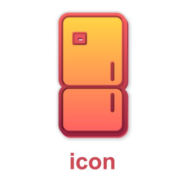 Gold Refrigerator icon isolated on white background. Fridge freezer refrigerator. Household tech and appliances.  Vector