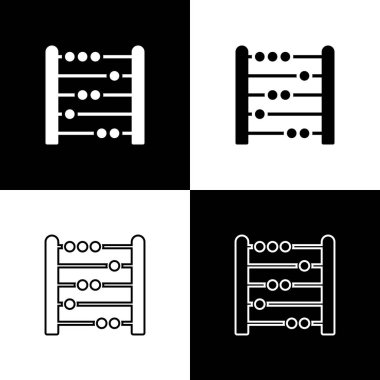 Abaküs simgesini siyah beyaz arkaplanda izole et. Geleneksel sayım çerçevesi. Eğitim işareti. Matematik okulu. Vektör