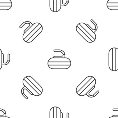 Körling sporu ikonu için gri çizgi taşı beyaz arka planda izole edilmiş pürüzsüz desen. Spor malzemeleri. Vektör.