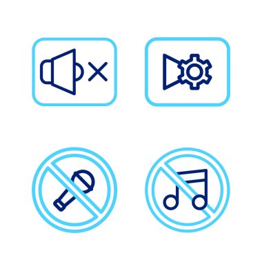 Hoparlör, sessiz mikrofon, müzik veya video ayarları ve simge ayarlarını ayarla. Vektör