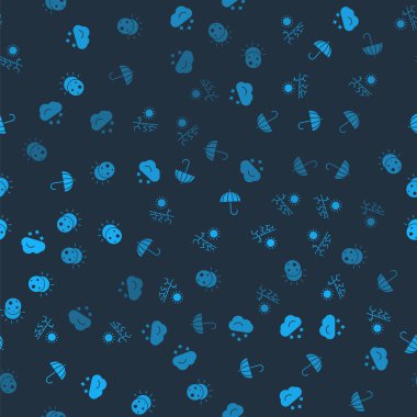 Bulut 'u kar, kuraklık, Şemsiye ve Güneş tutulması ile kusursuz bir kalıba sokun. Vektör.