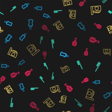 Tırnak cilası şişesi, saç fırçası, krem kozmetik tüp ve pürüzsüz desen. Vektör.