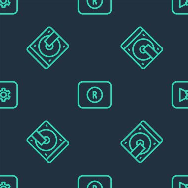 Satır Kayıt düğmesini ayarla, vinil diski olan vinil çalar ve pürüzsüz desen üzerinde müzik video ayarları. Vektör